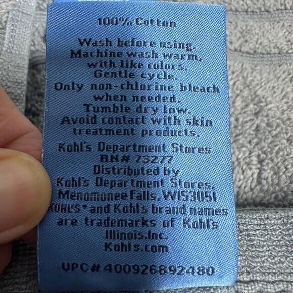 Simply Vera Wang Pure Luxury 2 hand towels and 2 wash cloths 4 pc Set Grey/Blue - Picture 4 of 4